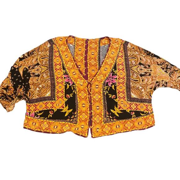 Free People Small Catch Me If You Can Kimono / Tunic in Dark Combo Long Sleeve - Picture 9 of 9